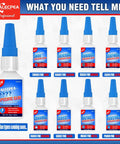 Various types of Alecpea specific glues in 30g bottles, each labeled for different materials like shoe, silicone, rubber, and leather.