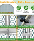Detailed view of the Large Walk In Chicken Coop With Waterproof Round Arch Cover And Anti UV Shield, showcasing stable construction.