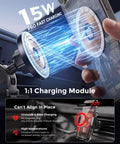 2-In-1 MagSafe Wireless Car Charger Mount With 15W Fast Charge Magnetic Phone Holder illustrating charging module and iPhone attachment