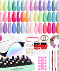 Gel Nail Polish Kit With UV Lamp 24 Vibrant Colors Base Coat Glossy And Matte Top Coats Complete At Home Nail Set