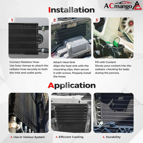 Installation and application guide for 6 Pass Ultra Cool Tube and Fin Transmission Cooler For Engine Oil And Transmission Cooling.
