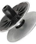 Close-up view of beefy secondary transmission variator pulley for John Deere D105 E100 X105 MIA12482 replacement part.