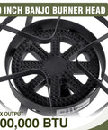 Close-up of 16 Inch Propane Burner Outdoor Stove With Four Foot High Pressure Hose Be The Boss Of Heat 0-20 PSI Adjustable Delivers Up To 200,000 BTU For Frying Camping Home Brewing And Turkey Frying