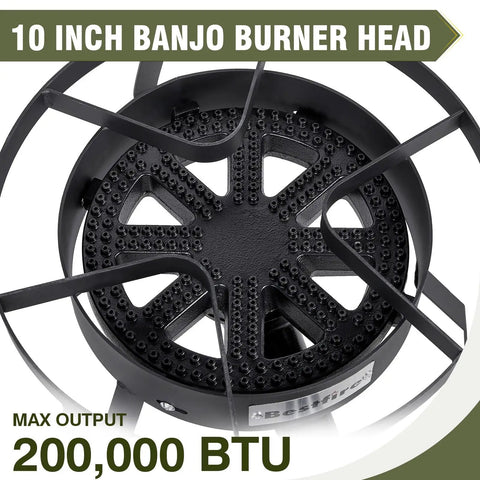 Close-up of 16 Inch Propane Burner Outdoor Stove With Four Foot High Pressure Hose Be The Boss Of Heat 0-20 PSI Adjustable Delivers Up To 200,000 BTU For Frying Camping Home Brewing And Turkey Frying