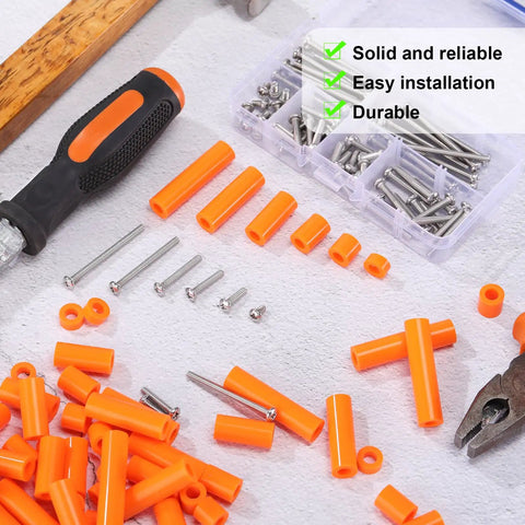 Outlet Spacer And Screw Kit With 60 Orange Spacers And 90 6 32 Thread Round Head Screws 6 Different Lengths Electrical Extender Set For Household And Industrial Wiring Easy Install Durable Orange Hardware