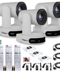 3 Pack Dope 4K PTZ Cameras with Sweet 30x Optical Zoom for Pro Live Stream SDI HDMI USB IP Broadcasting Setups includes accessories.