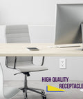 Five Pack Decorator Wall Outlet With 15 Amp Receptacle And Screwless Wall Plate in a modern office setting.