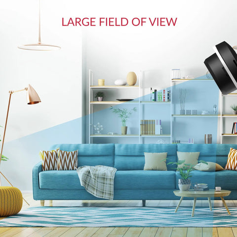 Two Pack Smart Home Camera System With 1080p WiFi Indoor Surveillance AI Human Detection Pet Monitor showing living room view