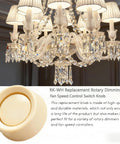 Beige Rotary Dimmer Switch Knob Pair Universal Replacement For Lutron D600P D603P and DNG600P shown with chandelier