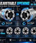 2 Pack Self Adjusting Socket Wrench Set showing adjustable opening mechanism and size range from 10mm to 19mm.