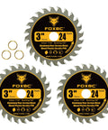 3 Inch Carbide Circular Saw Blades 24T For Wood Plastic PVC Acrylic Aluminum With Seven Sixteenth Inch Arbor And Three Eighths Inch Bushing 3 Pack visible