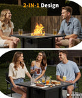 30 Inch Propane Fire Pit Table with Premium Ceramic Top, 50000 BTU Gas Firepit, includes lid and lava rocks, outdoor use