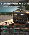 N1000 Portable Power Station 1024Wh 1800W Fast Charge on table powering multiple devices outdoors.