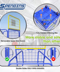 Rock Solid Foldable Forklift Safety Cage For Two Workers, showing removable upper mast guard and drainage holes.