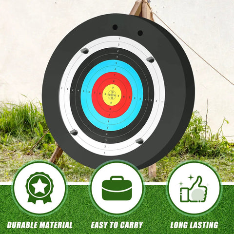 Backyard Ready 24 Inch EVA Foam Archery Target Block With Pins For Easy Backyard Practice displayed outdoors