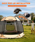 Pop Up Gazebo Screen House Tent With Mosquito Netting For 6 To 8 People Portable Canopy Easy Setup in a backyard setting