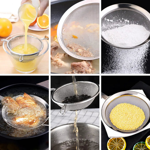 Stainless Steel Woven Wire Mesh 120 Mesh Fine Screen used for filtering juice, cooking, and draining in kitchen applications