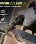 Heavy Duty Brushless Cordless Die Grinder 6mm Collet 24V 5Ah Battery 3 Speed Modes in use for metal polishing and rust removal