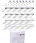 100 Pieces Heavy Duty Slatwall Panel Hooks For Metal Slat Wall Hanging Hangers Built To Last Silver Commercial Grade Slatwall Pegs For Shop And Retail Display 6 Inch Length displayed and packed.