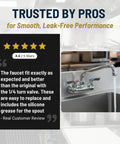 Heavy Duty Wall Mount Kitchen Faucet With A 10 Inch Swing Spout and 4 Inch Center Mount review image with faucet installed