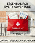 12 Pack Empty First Aid Kit Bags Bulk Set For DIY Emergency Supplies Water Resistant Travel Medical Organizer Pouches In Red 11x16cm Ideal For Home Car Office Camping Outdoors Bag Only. Red pouch with first aid cross and contents shown.