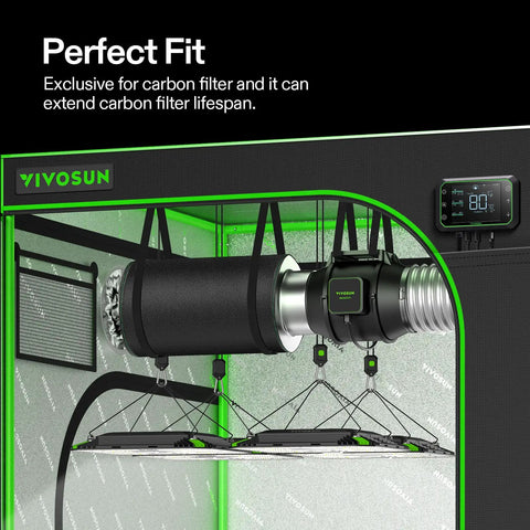 Durable 6 Inch Prefilter For 6 Inch Carbon Filter With 1.8 Millimeter Thick PP Cotton Layer Shields Charcoal Bed From Hair Dust Pollen And Large Particles While Improving Air Filtration Performance