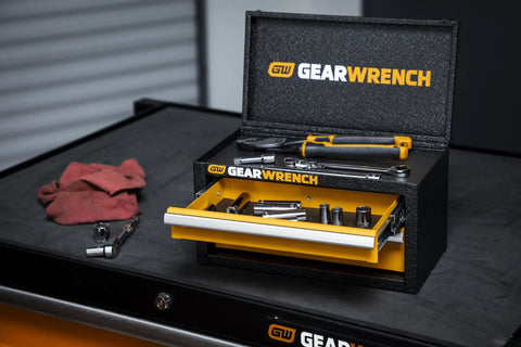 11 Inch Two Drawer Mini Toolbox Built Damn Tough From Heavy Gauge Steel With Patented Hang Hook Mounts To Roller Cabinets Smoothly And Keeps Your Go-To Hand Tools Locked And Loaded On Any Workbench