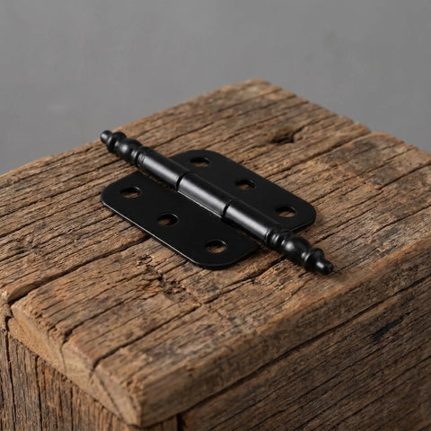 Vintage Iron Jewelry Box Hinges Set With Wide 105 Degree Opening For Wooden Boxes 10 Pcs Smooth Action Ideal For Daily DIY Craft Projects And Cabinet Repairs on rustic wood surface