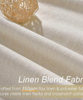 Close-up of linen blend fabric showing texture for Heavy Duty Blackout Curtains For Track System, 9 Ft Long Cream Tan 2 Panel Set.