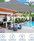 10X13 Sun Shade Sail With UV Protection For Outdoor Patio Garden And Deck Curved Tear Resistant Heavy Duty Shade Gray over a pool area