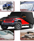 Heavy Duty Waterproof Jeep Wrangler 4 Door Car Cover For JK JL 2006-2026 Outdoor Weather Shield Sun Rain Snow Hail With Driver Door Zipper