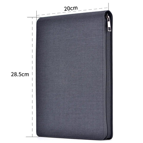 24 Slot Fountain Pen Case Black Organizer Bag Waterproof Canvas Pen Display Holder With Individual Slots And Zippered Storage Case For Thick And Thin Pens Durable Travel Organizer standing upright showing side view with dimensions