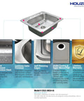 Stainless Steel Kitchen Sink 25 Inch Drop-In Topmount 4-Hole Single Bowl With Strainer Durable Pro Grade for Home and Apartment Rust-Resistant 18-Gauge T-304 Steel Built to Last overview with features.