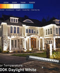Outdoor Wall Washer Light Bar Pair 36W 5000K Daylight White LED Linear Lighting 2ft 120V illuminating house facade at night