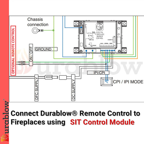 Wiring diagram for connecting Smart Gas Fireplace Controller With WiFi Remote For Millivolt Valve to SIT module.