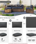 11 Piece Outdoor Cushion Covers Set For Full Patio Sectional Renewal Waterproof With Zippers And Non Slip Bottom Includes 5 Seat Covers 5 Back Covers And 1 Side Cover Covers Only Grey