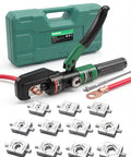 Ultimate Heavy-Duty Hydraulic Cable Crimping Tool for Battery Terminals with hex dies and storage case, handles 12 AWG to 4/0 AWG wires.