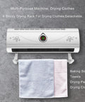 Wall Mounted PTC Ceramic Space Heater With Remote Control Timer Fast Heating For Winter Bathrooms Clothes Drying Rack Solid Build Toasty Heat with blue and pink towels.