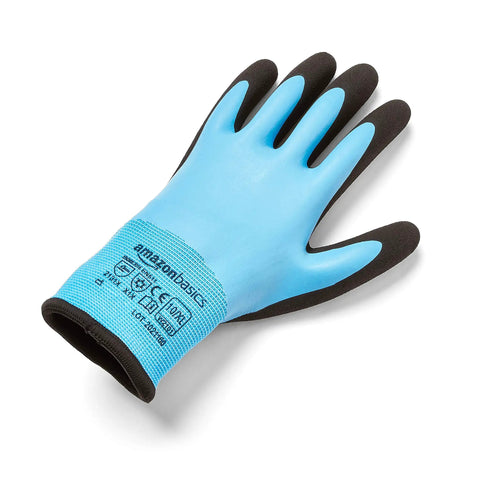 Durable Work Gloves With 15 Gauge Polyester And 10 Gauge Acrylic Double Shell Latex Fully Coated Palm Sandy Latex Grip Blue Size 9 Large