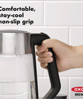 Cordless Glass Electric Kettle With 1.75 Liter Capacity Borosilicate Glass For Pure Taste LED Power Indicator Auto Shutoff When Boiling Slow Release Lid For Steam Durable Quick Boil Easy Pour No Mess with stay-cool non-slip grip handle