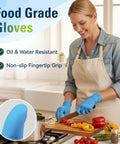 Blue Nitrile Food Prep Gloves Disposable Latex Free Ultra Thin Design Fits Snug And Moves Smooth Chef Kitchen Restaurant Supplies Soft Feel Heavy Duty Grip Comfort with non-slip grip, oil and water resistant.