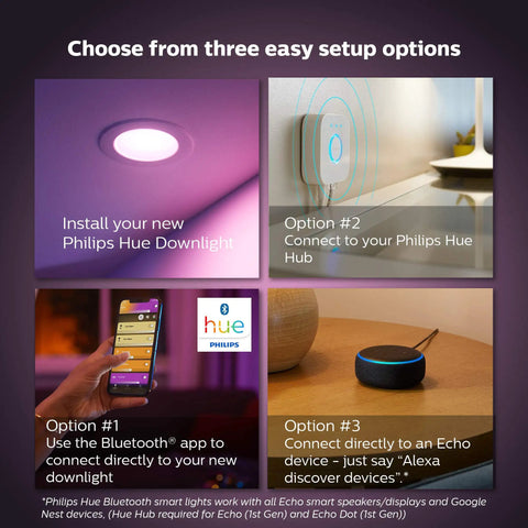 Installation options for White And Color Ambiance 4 Inch Smart Retrofit Recessed Downlight With Bluetooth And Zigbee Control