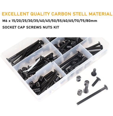 Must Have Crib Hardware Replacement Kit With M6 Socket Cap Screws And Barrel Nuts in storage box, various sizes shown