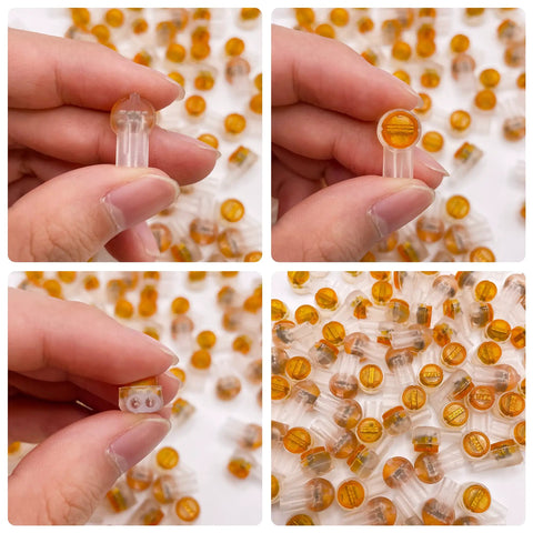 Close-up of Gel Filled Waterproof UY2 K2 Network Cable Connectors for telephone wire and speaker cable, showing moisture resistance.