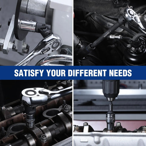 Built To Last Half Inch Drive Impact Socket Extension Set With 3 Inch 6 Inch And 8 Inch Extension Bars Universal Joint Socket Adapter Premium CR-V Steel Black Phosphate Finish in various automotive uses