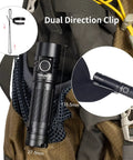 Beastly Rechargeable Flashlight With Ultra Long Throw Of 301 Meters And 2250 Lumens USB C Fast Charging on backpack clip