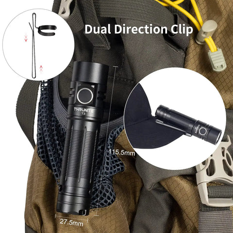 Beastly Rechargeable Flashlight With Ultra Long Throw Of 301 Meters And 2250 Lumens USB C Fast Charging on backpack clip