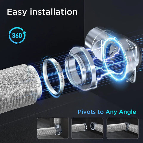 Magnetic Dryer Vent Coupling Kit With Quick Connect And Self Aligning Magnets For Easy Cleanup Airtight Seal 4 Inch Duct 2 Point 6 Foot Run Includes Two Clamps DV90 showing easy installation with aluminum foil hose and magnetic connection