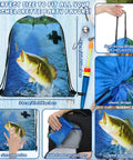 20 Pcs Fishing Party Favors Drawstring Backpacks 17 by 13.4 Inches Fish Theme Gift Bags with colorful fish design.