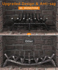 Heavy Duty 24 Inch Fireplace Grate Made From Solid Steel, showcasing upgraded design and anti-sag feature in a brick fireplace.